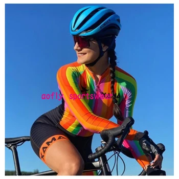 2020 Kvinders XAMA PRO Langærmet Triathlon, Cykling Skinsuit Sæt Macaquinho Ciclismo Feminino Cykel Jersey Buksedragt Kits