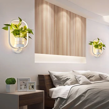 Moderne Enkel væglampe LED Kreative Stue Baggrund Væggen Soveværelse Korridor Balkon Grøn Plante væglampe