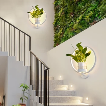 Moderne Enkel væglampe LED Kreative Stue Baggrund Væggen Soveværelse Korridor Balkon Grøn Plante væglampe