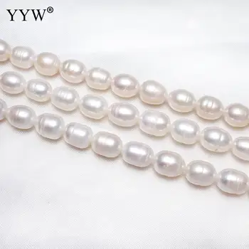 Naturlige Hvidt 10-11mm Ris Freshwater Pearl Perler, Kvalitet Naturlige Perler til Smykker at Gøre DIY Strand 15 Tommer