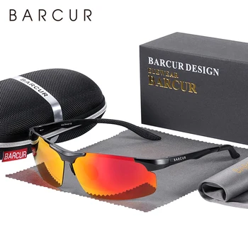 BARCUR Design af Aluminium, Magnesium Solbriller Ramme Mænd Rektangel Ultralet Øje Sport Briller
