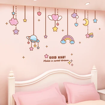 Tegnefilm Søde Unicorn Wall Sticker Dekoration Børnehave Kid ' s Værelse, Indretning og DIY Baggrunde Baby Piger Soveværelse Pink Layout Vægmaleri Decals