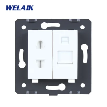 WELAIK EU-Standard-2-hul multi-funktion-socket+computer-Socket DIY-Dele-Uden Glas-Panel A8TSCOW/B