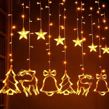 Elk Bell String Lys LED-Jul Indretning Til Hjemmet Hængende Garland Christmas Tree Decor Ornament 2020 Jul Xmas Gave Nye År