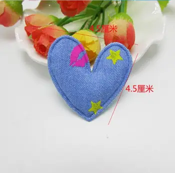 30stk/masse 3,5 cm Denim Hjertet Kawaii Børn Patch, polstret applikation til Pynt, Tøj, DIY, Baby Beklædningsgenstand Tilbehør.