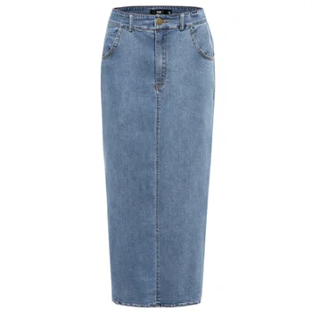 Høj Talje Lange Denim Nederdel Kvinder Casual Blyant pakke hip elastiske jeans nederdel, plus størrelse 2XL