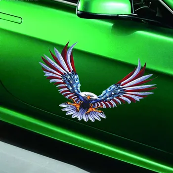 1 Sæt/4stk Bil Decal Flying Hawk Auto Truck Hood Side Eagle USA Flag-Sticker
