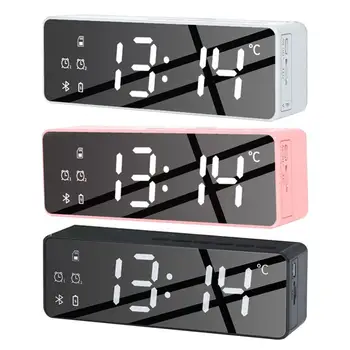 B119 Smart Trådløs Bluetooth Højttaler Bedside Alarm Clock Stereo Subwoofer med temperaturovervågning Dæmpbar Skærm