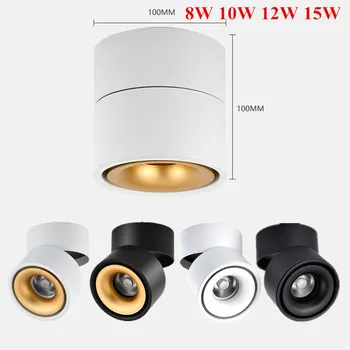 Dæmpbar led loft lys 8W/10W/12W/15W LED overflade monteret loft lampe ,Sammenklappelig og 360 graders roterbar COB led spot light