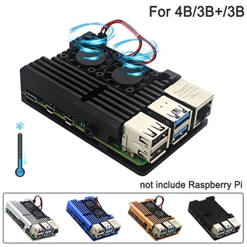 2020 Raspberry Pi 4 4B Metal Tilfælde Raspberry Pi Tilfældet med Dual Cooling Fan Aluminium Legering Beskyttelse Sager til RPI 4/4B