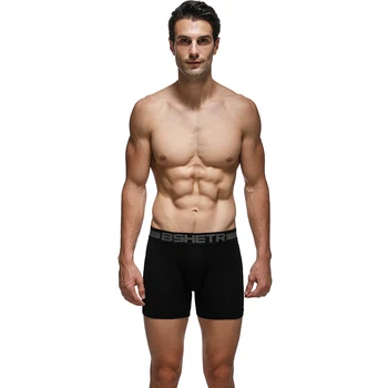 Mænd undertøj boksere Nye ankomst BSHETR bomuld pose mandlige trusser bløde solid herre trusser glide lange ben Mænds boxer shorts