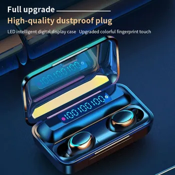 Bluetooth-V5.0 Hovedtelefoner, Trådløse Hovedtelefoner Med Mikrofon Sport Vandtæt Headsets 2200mAh Opladning Box Til iOS Android