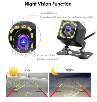OSSURET 12 LED Vandtæt Auto Parkering Omvendt Kamera Universal Kompatibel for Alle Biler, Night Vision Justerbar Braket
