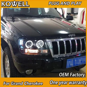 KOWELL Bil Styling til Jeep Grand Cherokee 1999-2004 LED-forlygter Xenon HID foran lys LED KØRELYS angel eyes