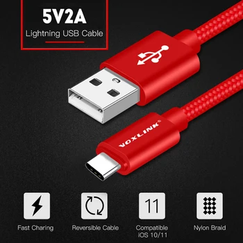 VOXLINK USB-Kabel TypeC Flettet Nylon Hurtig Opladning Kabel Til SamsungS10 S9 S8 Galaxy For HTC10 Macbook Xiaomi Mi8 A1Charging Ledning