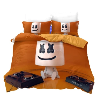 3D-American DJ Marshmello Mønstret Dynebetræk Pudebetræk, Sengetøj Sæt Single Double Twin Fuld Queen, King Size til Soveværelse Indretning