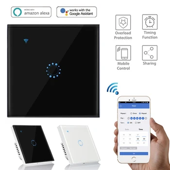 EWeLink WiFi Smart Light Switch Touch Skifte Fjernbetjeningen 1-Bande, der Arbejder Med Amazon Alexa / Google Startside Amerikansk Standard