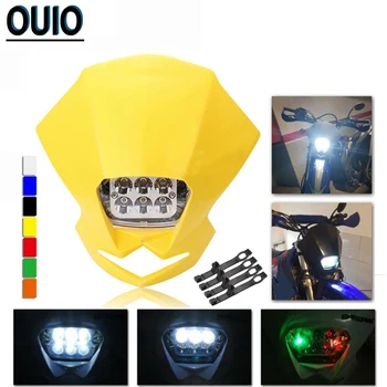 6 Farve LED Motorcykel Hoved Lampe Universal-H4 12V Forlygte Kåbe Motocross, Enduro Supermoto Snavs Cykel Hoved Lys Maske Til KTM