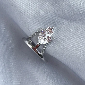 Silvology 925 Sterling Sølv Kæde Hjertet Crown Ringe Lys Luksus Zircon Elegante Smil Ringe til Kvinder 2020 Venskab Smykker