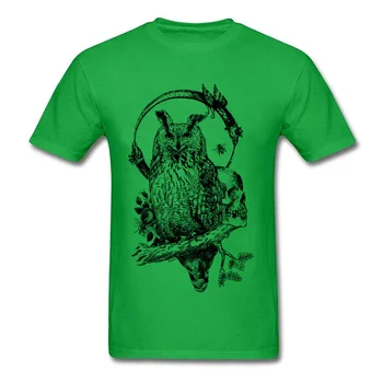 Ugle & Skull T-shirt Mænd Ugle Print T-Shirt med Vintage Kranier Tees Herre Hvid Tshirt Sommer Cool Tøj Bomuld Toppe Unikt Design