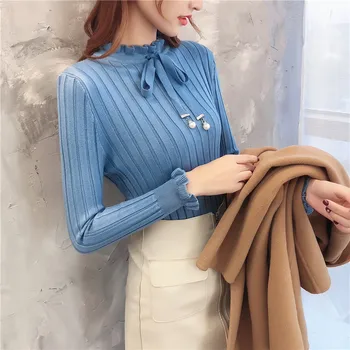 Zoki Elegante Flæser Kvinder Pullover Sweater Nye 2020-Fashion Forår Koreanske Slanke Piger Strikket Jumper Langærmet Blød Basic Top