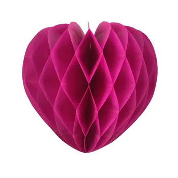 15pcs Fuchsia Valentine Papir Dekoration Sæt Hængende Hvirvel Indretning Hjertet Honeycomb Balls Valentine ' s Day Brusebad fødselsdagsfest
