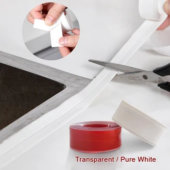 4pc Hul Reparation Tape Toilet Brusebad Vask Badekar Forsegling Strimmel Tape Hvid PVC selvklæbende Vandtæt Wall Sticker til Køkken DP