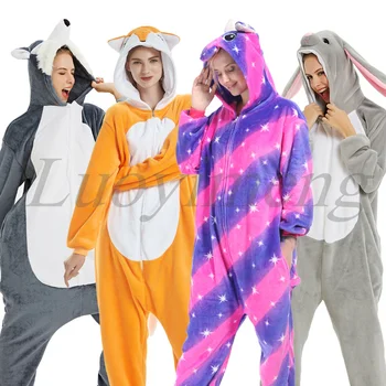 Kvinder Unicorn Oneises Kigurumi Voksne Dyr Unicorn Pyjamas Natkjole Panda Kat Onesie For Kvinder Jumpsuit Varm Hætte Nattøj