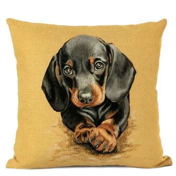 Hånd-malet Dog Dekorative Puder Cute Bulldog pudebetræk Linned Pude Tilfældet for Cojines Decorativos Para Sofa