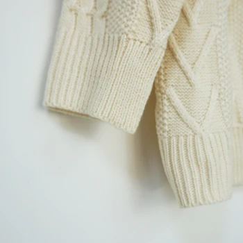 Flectit Kvinder Oversize Tunika Sweater Kabel-Strik Crew Neck Langærmet Trøjer Vinter Toppe Koreansk Mode *