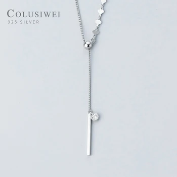 Colusiwei Ægte 925 Sterling Sølv Simple Geometriske Lang Kæde Vedhæng Halskæder til Kvinder, Mode, Fine Smykker Tilbehør