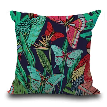 ZXZXOON dekorative smide pude tilfælde dække Tropiske planter, flamingoer, sommerfugle bomuld, linned pude dække for sofa hjem