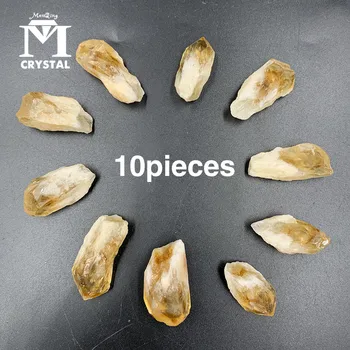 10STK naturlig Citrin Sekskanter krystal, gul kvarts Punkt Healing Sekskantet Wand Behandling Sten mineral prøve