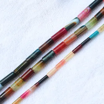 Smuk 4-20mm Multi-Farve agater Rør Løse Perler 15
