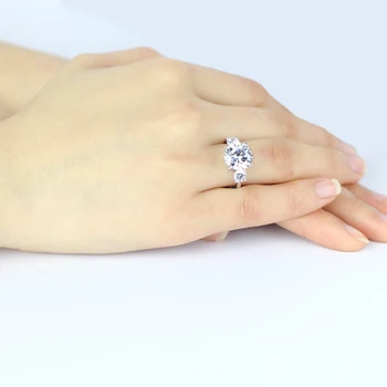 QYI Luksus 925 Solid Silver 5 Ct Runde Cut Simuleret Diamant Engagement vielsesringe Kvinder Gave Ring Mode Smykker