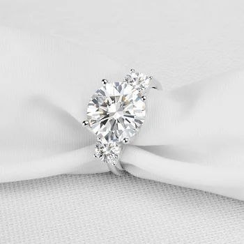 QYI Luksus 925 Solid Silver 5 Ct Runde Cut Simuleret Diamant Engagement vielsesringe Kvinder Gave Ring Mode Smykker