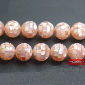 Naturlige 10mm rund Pink abaloneskal perler til Armbånd, Halskæde Gøre 12pcs/masse ASRB02