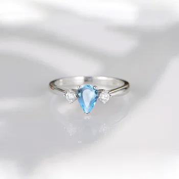 JoyceJelly luksus ring med 1 carat vand drop form naturlige topas ædelsten 925 sterling sølv smykker, ringe til kvindelige bryllup