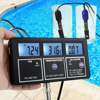 5-i-1 Vand Kvalitet, Multi-parameter PH EF, JF TDS (ppm) Temperatur Test Meter Backlight, Væg-monterbar Genopladelige Tester