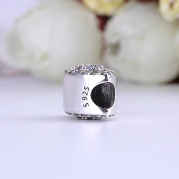 Ægte 925 Sterling Sølv Perle Blå Krystalklare Onde Øje Charme Passer Oprindelige Armbånd Til Kvinder DIY Charme Smykker