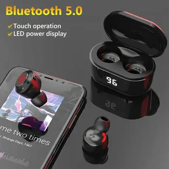 A6 TWS Mini Trådløse Bluetooth-5.0 HiFi-Stereo-Hovedtelefoner med Digital Charge Box Trådløse Hovedtelefoner