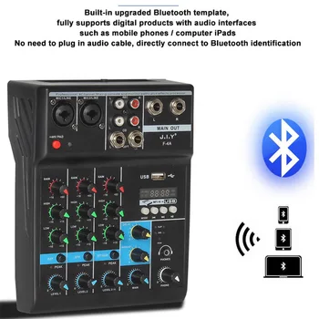 Professionel 4-Kanals bluetooth-Mixer Audio Mixing DJ Console med Reverb-Effekten for Hjem Karaoke USB-Fase Karaoke KTV