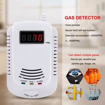 Hjem Køkken Sikkerhed Brændbar Gas Detektor LPG LNG Kul Naturgas Lækage Alarm Sensor Med Stemme-Advarsel Alarm Sikkerhed