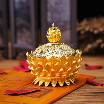 Røgelse Brænder Tibetanske Lotus Designet Legeret Metal Bronze Håndværk Røgelse Brænder Home Decor Værktøjer Håndværk Gave Drop shipping