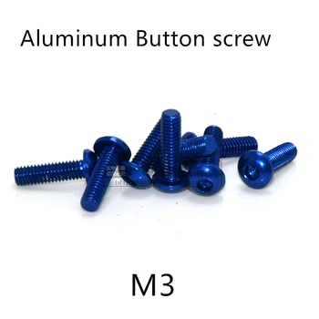 20pcs M3*5/6/8/10/12/14/16mm Mørke Blå farve Aluminium Hex socket button head cap skruen til RC Model skruer