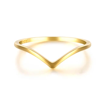 CANNER Ægte 925 Sterling Sølv Enkelt Blank Linje V-formet Tynd Ring til Kvinder, Damer Ringe Sølv 925 Smykker anillos