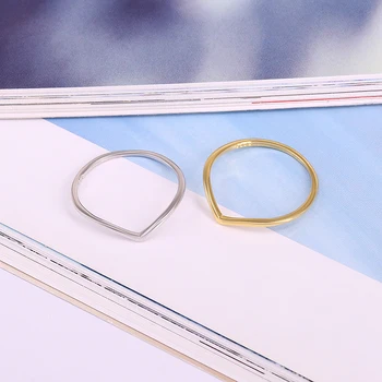 CANNER Ægte 925 Sterling Sølv Enkelt Blank Linje V-formet Tynd Ring til Kvinder, Damer Ringe Sølv 925 Smykker anillos