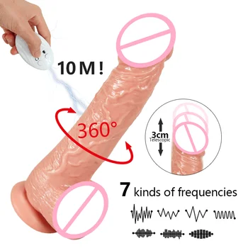 Varme Realistisk Dildo Vibrator Blød Silikone Stor Penis G Spot Skeden Vibratorer Masturbator Teleskopisk Dildoer Sex Legetøj Til Kvinder