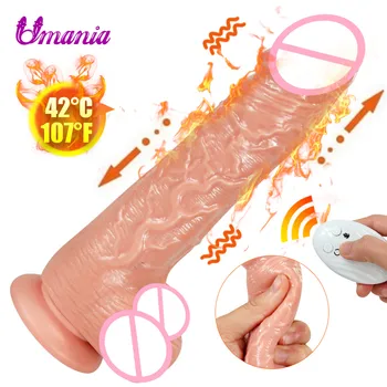 Varme Realistisk Dildo Vibrator Blød Silikone Stor Penis G Spot Skeden Vibratorer Masturbator Teleskopisk Dildoer Sex Legetøj Til Kvinder