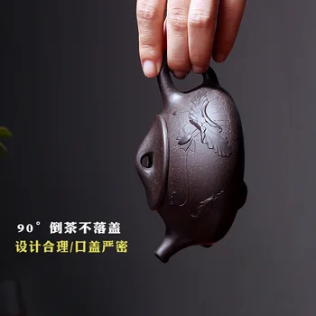 Sort Zhu Mudder, Sten Scoop Pot 188 Bolden Hul Yixing Purply Ler Tekande Kinesiske Kongfu Te Potter 200ml